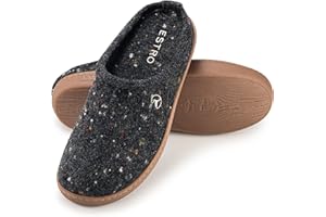 ESTRO Kapcie Męskie Pantofle Filcowe Męskie z Miękka Wkładką Kapcie Filcowe dla Mężczyzn z Gumową Podeszwą DUO