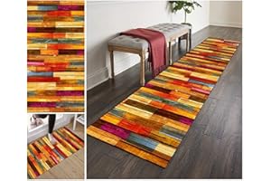 ZVEZVI Teppich Läufer Flur Küche rutschfest Waschbar Bunt Lange Vintage 60x120cm Kücheläufer Teppichläufer Polyester Meterware Anpassbar (60x120cm, Color#1)