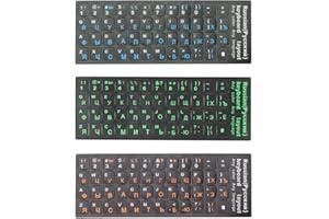 EUYKQNOI 3 Stück russische Tastaturaufkleber russian keyboard stickers einzigartige beschichtete wasser und staubdichte Ersatz-Tastaturaufkleber,bunte russische Alphabet-Tastaturaufkleber für Laptops