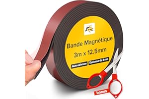 X-BET MAGNET Bande Magnétique Flexible – 3 m x 1,27 cm x 2 mm – Ruban Adhésif fort avec Aimant – Rouleau Magnétique Collant pour Projets DIY, Bricolage, Création – Aimant Anisotrope