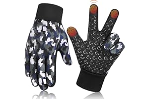 AOTOW Guanti Invernali per Termici Invernali Bambino - Touch Screen Guanti Antivento Sportivi Caldi Imparano Correre Giocando per Bambini Ragazze Ragazzi Allenamento Calcio Bici Corsa Sciare 4-12 Anni