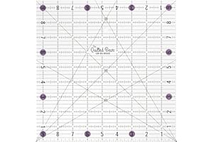 The Quilted Bear Righelli per trapuntatura, in acrilico trasparente, antiscivolo, con linee nere trasparenti e angoli di 30, 45 e 60 gradi (24 x 24 cm)