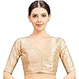 Studio Shringaar Women Readymade Raw Silk V Neck Saree Half Sleeve Blouse