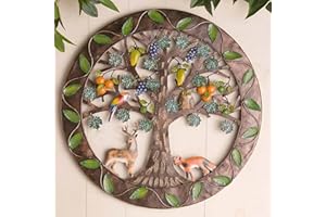 GIMOCOOL Wall Decor Tree Metal, Metal Tree Wall Art Sculpture, Tree OfLife Wall Decor, Eden Tree Wall Plaques, Meditation Dcor Plaques, Garden Metal Wall Tree OfLife Sculpture, 30.00 x 30.00 cms