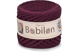 BOBILON Pelote de fil pour t-shirt Fettuccini Zpagetti, 7-9 mm, Fil pour crocheter un sac, Cravates, Coton yarn, Macramé, Jersey trapillo - Marsala