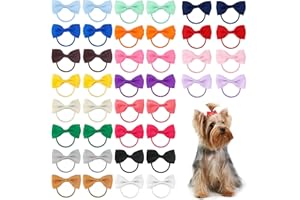 Fukaisu 40 Lazos Pequeños el Pelo Cachorros, Poliéster Multicolor Lazos el Pelo con Gomas Elásticas Bonitos Accesorios Aseo para Cachorros para Uso Diario Cachorro Pequeñas