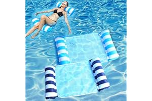 LAMOOER 2 Pack Pool Floats, Aufblasbare Hängematte Schwimmbad Schwebebett 4-in-1 (Sattel, Liegestuhl, Hängematte, Drifter), Wasserpool Float Liege für Erwachsene Sommerurlaub