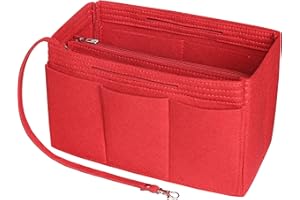 Soyizom Insertion de l'organisateur de Sac à Main en Feutre, Doublure de Sac à Main pour Organisateur de Sac, Insertion de l'organisateur de Sac fourre-Tout Fit Speedy 25-40 (Rouge,Moyen)