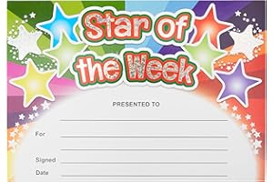 Sparkly ‘Star of the Week’ Reward Certificates – Pack of 20 A5 Personalised Pupil Awards – Rainbow Certificates for Teachers, Schools, Parents & Positive Behaviour Recognition - By SuperStickers