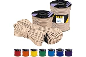 EdcX 4 mm Polyester Paracord 550 (15, 30 et 50 m) – 4 mm Type III, Corde de Parachute résistante à la déchirure pour la Survie 100% Polyester avec 7 Fils | Couleurs Unies
