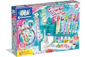 Clementoni | L&#x2019;Atelier des Stylos pour Enfants 6 Ans+ | Kit Cr&#xE9;atif DIY avec 10 Stylos &#xE0; Personnaliser | Plus de 50 Accessoires : Paillettes, Perles, Figurines | Activit&#xE9; Manuelle et Cadeau Cr&#xE9;atif