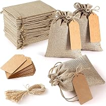 30 Sachets Jute Cœur 10x14cm - Avec Ficelle Et Étiquettes Pour Cadeaux Mariage
