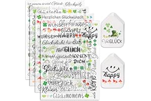 ‎HONGMA Hongma Rub On Sticker 14x19cm Glück Transfers 4PCS Sprüche für Raysin Keraflott Möbel Glas Holz DIY Deko Rub On Folie Rubons Aufkleber (Transparent Basispapier), FB-912