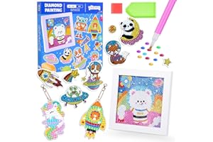 FORMIZON Diamond Painting Enfant Kit, 12 PCS DIY Diamant Peinture Licorne, 5D Diamant Peinture Porte Clés Diamant Enfant Loisir Creatif avec Cadre Cadeau Fille 5 6 7 8 9 10 Ans (Ours)
