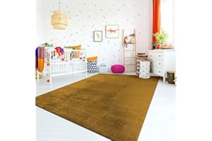 ‎TT HOME TT Home Teppich Kinderzimmer Waschbar rutschfest Kinderteppich Junge Mädchen Weich Pastell, Farbe:Gelb, Größe:160 cm Rund