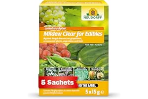 Neudorff Mildew Clear for Edibles, 5x 15g Packs, Against Fungal Diseases on Vegetables and Fruits, Fungicide for Powdery Mildew Treatment, Plant Fungicide, Fungus Fighter, Fungus Clear