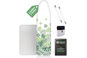 SimplySmooth Pokrowiec na deskę do prasowania 125 x 45 cm, nadaje się do żelazka parowego – Made in EU pokrowiec na deskę do prasowania z napinaczami, tłokiem do sznurka, ręcznikiem do prasowania i