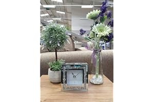 EEMKAY® New Modern Square Crystal Mantel Table Clock Silver Crushed Loose Diamond Elegant Design G-19