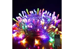 Hopelit Łańcuch świetlny na zewnątrz, łańcuch świetlny LED na choinkę, 10 m, 100 diod LED, kolorowy, 8 trybów pracy, z funkcją pamięci i timerem, wodoszczelność IP44, dekoracja na balkon