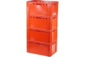 Logiplast 4 Stück E3 Kisten 60x40x30 Fleischkiste Lagerkiste Metzgerkiste in rot