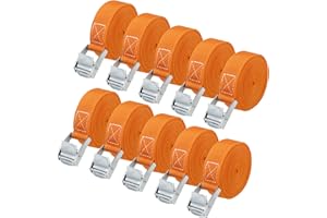 LIAILA 10 Stück Zurrgurt, Spanngurte 4mx25mm, orange Zurrgurte mit klemmschloss, Befestigungsgurt für Spanngurt Fahrrad, Spanngurte Fahrradträger, Load Motorräder, Gepäck, up to 250 kg, Gemäß DIN EN 12195-2