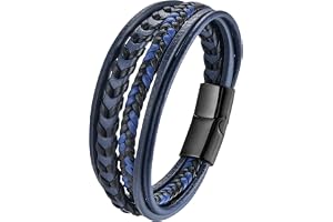 Mochity Läderarmband för män, 21 cm flätat armband för män, svart brun blå läderarmband, smycken present till män pappa pappa