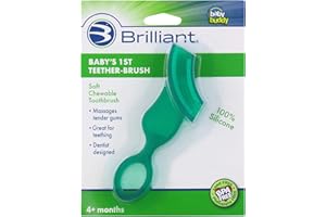BRILLIANT Baby Buddy Green First Silicone Toothbrush