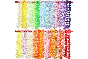 GWHOLE 50 Colliers Hawaien Fleurs Hawaïenne Guirlande Multicolore Tropical Décoration Plage Mariage Anniversaire Pique-Nique Fête Anniversaire Baptême 90cm-100cm/Pièce