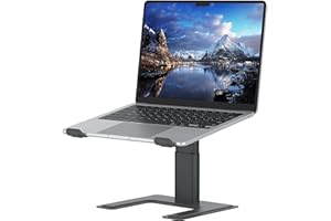 ALASHI Stojak na laptopa na biurko, stojak komputerowy z regulowaną wysokością, ergonomiczny stojak na laptopa, aluminiowy metalowy uchwyt kompatybilny z notebookiem 10 do 17,3 cala, szary