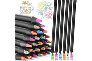 XOYTN 18PCS Rainbow Pencils，Multi Coloured Drawing Pencil Colouring Pencils Black Wooden Rainbow Pencil for Adults Kids Teenage Girls Art Drawing Sketching Party Fillers
