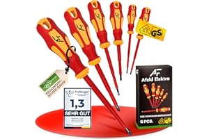 Afeld Elektro VDE Schraubendreher Set magnetisch - 6-teilig - 2 Kreuz - 4 Schlitz - isoliert bis 1000 V - Hergestellt aus S2-Stahl in Industriequalität