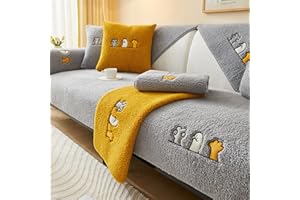 Bobomon Sherpa Fleece Sofa Couch Cover Non Slip Soft Warm Plush Corner Sectional Sofa Slipcover Fuzzy Faux Fur Covers for Dogs Pets Kids