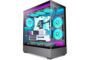 FOIFKIN PC Case - Pre-Installed 6 PWM ARGB Fan, ATX Mid-Tower Gaming PC Case, F1 (Black, F1)