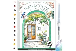 Glvomazty Cahiers D'aquarelle Livre, Carnet Coloriage Adulte Anti Stress, Livre-Magique-Eau Peinture Avec Pinceaux et 12 Couleurs pour Débutants Adolescents Adultes Cadeau Creatif