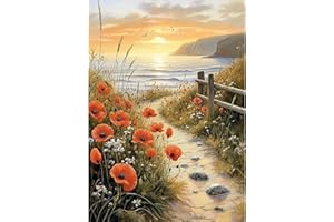 NEWENMO 5D Paesaggio al Tramonto Diamond Painting Kit Completo,DIY Fiore Pittura Diamante Painting Kit per Adulti Principianti,Cartoon Diamond Art Kits,Adatto per la Decorazione Domestica,30x40cm