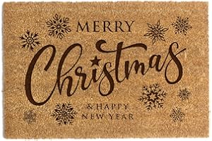 Happenings Świąteczna wycieraczka z zabawnym obrazem tematycznym włókno kokosowe maty wejściowe do domu maty pod drzwi Boże Narodzenie Święty Mikołaj renifery choinka 40 x 60 cm (Wesołych Świąt)
