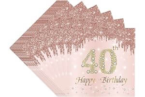 TOPWAYS 40 Geburtstagsdeko Servietten, Roségold Papier Party Servietten Tischdeko für 40. Geburtstag Mädchen Frau Frauen Happy Birthday Servietten Decorations 40 Stück (Geburtstag 40)
