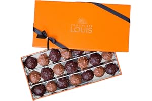 CHOCOLATS LOUIS - Coffret chocolat 21 Rochers - Chocolat Noir et Lait - Chocolat a offrir - Coffret cadeau - Fabrication Française Artisanale - 100% Beurre de Cacao