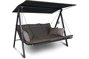 Angerer Freizeitmöbel GmbH Hollywoodschaukel Lounge Smart - Gartenschaukel Made in Germany - Schaukel zum Sitzen, Liegen und Entspannen - inklusive Bett-Funktion - einfache Montage (Olive)