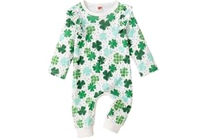 LIKPOJA St. Patrick's Day Baby Outfit Baby Boys Girls Clover Costumes Green Hoodies Infant Bodysuit Onesie Newborn Romper