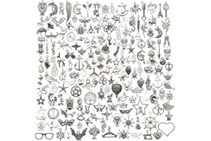 BRJR YoudiylaUK Wholesale Bulk Lots 200Pcs Tibetan Silver Charms Pendant Fitting for DIY Necklace Bracelet Earrings Jewellery Making Accessories WM332