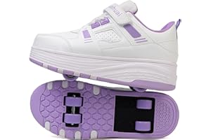 SKRIDSKO Scarpe da Skateboard a Due Ruote per Ragazze e Ragazzi, Scarpe da Ginnastica con Ruote Retrattili, Scarpe Pattini per Bambini, Perfette per Feste, Compleanni, Pasqua, Natale