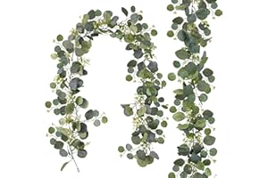 VIEINKAUFEN 2Pcs Artificial Eucalyptus Garland, 5.9FT Greenery Garland, Faux Eucalyptus Leaves Vines Artificial Greenery Vines Table Runner Garlands for Table Home Wedding Indoor Outdoor Decor, Style1