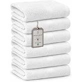 HomeBurg Set of 6 Cotton Towels, Soft and Absorbent, Hotel Quality, Quick Drying, Easy Care, 40 x 70 cm, White