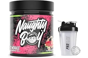 Naughty Boy NaughtyBoy Pre Workout Menace 30 Servings PreWorkout - Energy / Pump / Focus / Performance + PROELITE Shaker (Candy Watermelon)