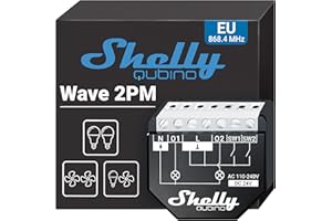 Shelly Wave 2PM - Module interrupteur sans fil Z-Wave 868,4 MHz, 2 canaux - 16A, Compteur consommation électrique, Éclairage connecté, Passerelle Z-Wave requise, Horaires & Scenes intelligentes