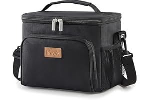 Lifewit Isolierte Kühltasche, Wiederverwendbare Lunchtasche, Tragbare Kühlbox, Tragetasche, auslaufsicher, mit verstellbarem Schulterriemen für Erwachsene für Arbeit/Picknick, Schwarz 9L, 12 Can