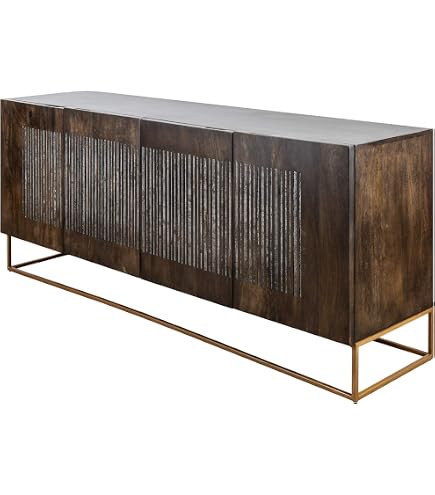 Riess Sideboard Scorpion – Massivholz Mangoholz, Schwarz Mit 3D-Schnitzerei, 140 Cm Breite
