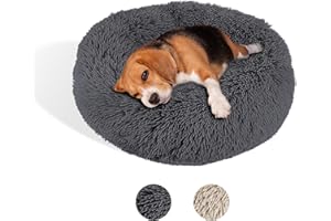 ZVONEMA ZNM Legowisko dla psa, okrągłe, puszyste legowisko dla małych i dużych psów, miękkie i nadające się do prania, sofa dla psa, kosz dla psa, 58 cm, ciemnoszare