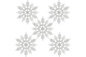 Naler 24 x płatki śniegu, dekoracja bożonarodzeniowa na choinkę, brokatowe, białe ozdoby choinkowe